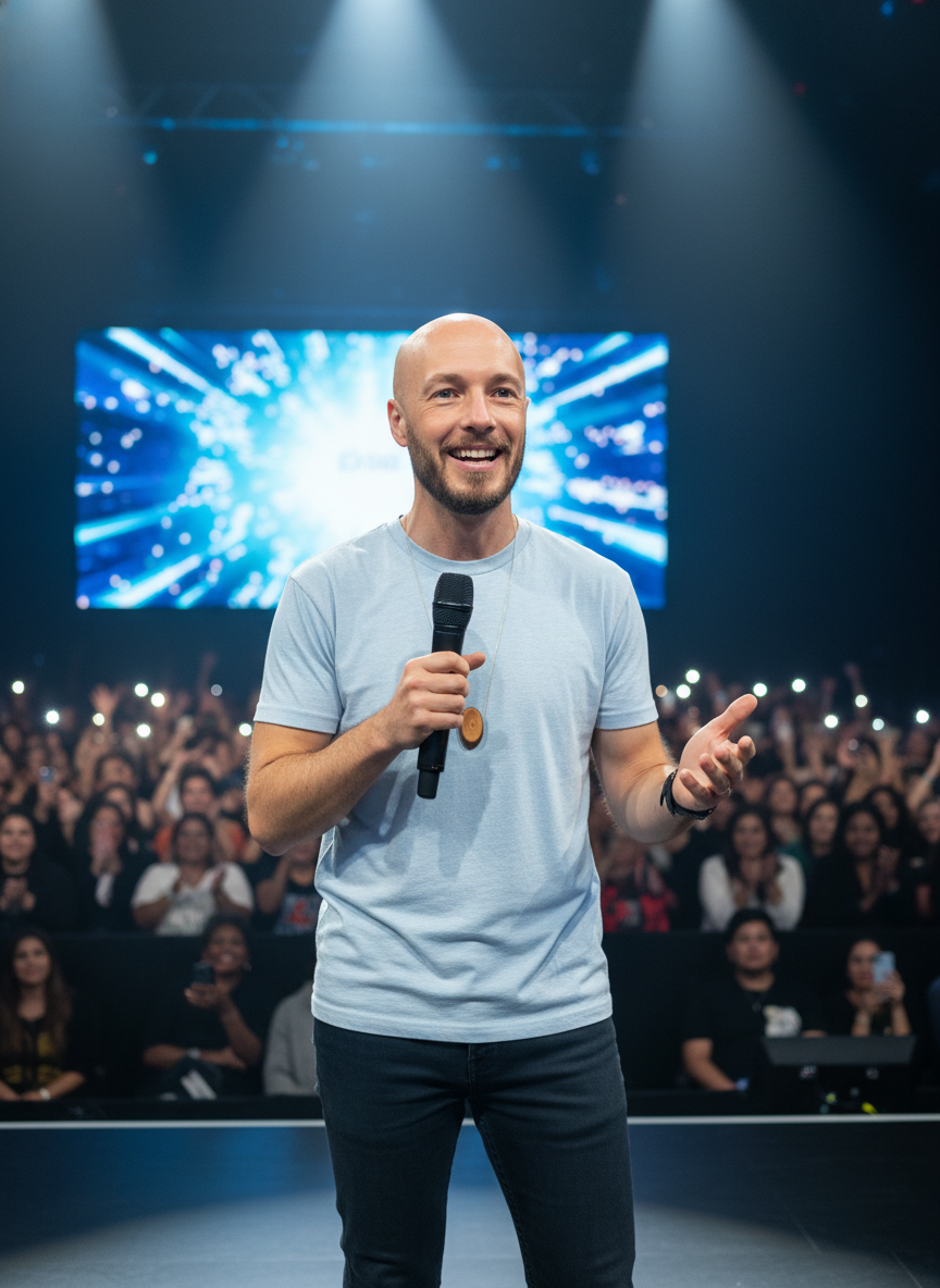 Sean May speaking on stage