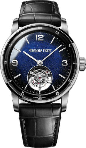 Audemars Piguet Code 11.59 Flying Tourbillon White Gold — Blue Aventurine Alligator Leather | Ref. 26396BC.OO.D002CR.01