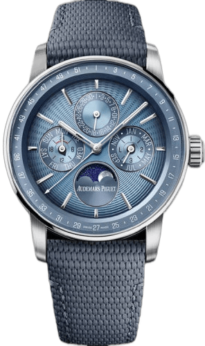 Audemars Piguet Code 11.59 18-Carat White Gold — Smoked Blue Embossed Perpetual Calendar | Ref. 26494BC.OO.D350KB.01