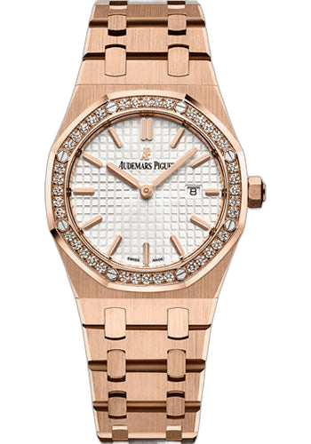 Audemars Piguet Royal Oak Rose Gold — Diamond Bezel Silver Grande Tapisserie Dial | Ref. 67651OR.ZZ.1261OR.01