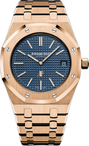 Audemars Piguet Royal Oak Extra-Thin Rose Gold — Blue Petite Tapisserie Diamond Bezel | Ref. 15202OR.OO.1240OR.01