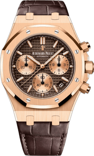 Audemars Piguet Royal Oak Chronograph Rose Gold — Chestnut Brown Grande Tapisserie Leather Strap | Ref. 26239OR.OO.D821CR.01