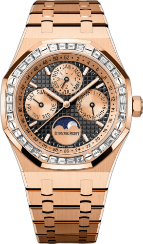 Audemars Piguet Royal Oak Perpetual Calendar — Diamond-Set Bezel, Black Dial in Pink Gold, 41mm | Ref. 26614OR.ZZ.1220OR.01