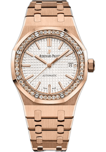 Audemars Piguet Royal Oak Selfwinding 37mm Rose Gold & Diamonds — Silver Grande Tapisserie | Ref. 15451OR.ZZ.1256OR.01