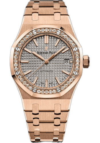 Audemars Piguet Royal Oak Rose Gold — Grande Tapisserie Grey Dial, Diamond Bezel | Ref. 15451OR.ZZ.1256OR.02