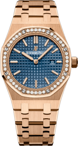 Audemars Piguet Royal Oak Rose Gold — Blue Grande Tapisserie Diamond Bezel Quartz | Ref. 67651OR.ZZ.1261OR.02