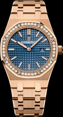Audemars Piguet Royal Oak Rose Gold — Blue Grande Tapisserie Diamond Bezel Quartz | Ref. 67651OR.ZZ.1261OR.02