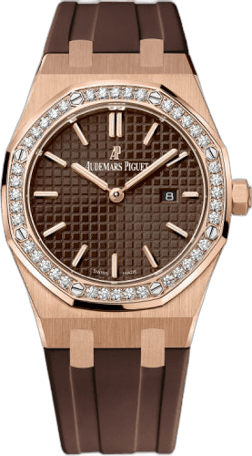 Audemars Piguet Royal Oak Rose Gold & Diamonds — Brown Tapisserie Ladies 33mm Quartz | Ref. 67651OR.ZZ.D080CA.01