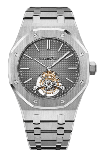 Audemars Piguet Royal Oak Platinum — Smoked Grey Petite Tapisserie Dial, Tourbillon Extra-Thin | Ref. 26510PT.OO.1220PT.01