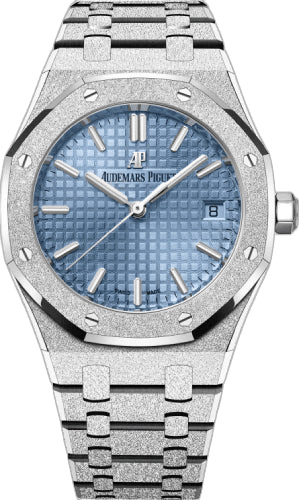 Audemars Piguet Royal Oak White Gold — Blue Grande Tapisserie Frosted Gold Selfwinding 34mm | Ref. 77353BC.GG.1263BC.01