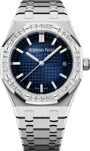 Audemars Piguet Royal Oak Ladies — Diamond-Set Bezel & Blue Tapisserie Dial in White Gold, 34mm | Ref. 77451BC.ZZ.1261BC.01