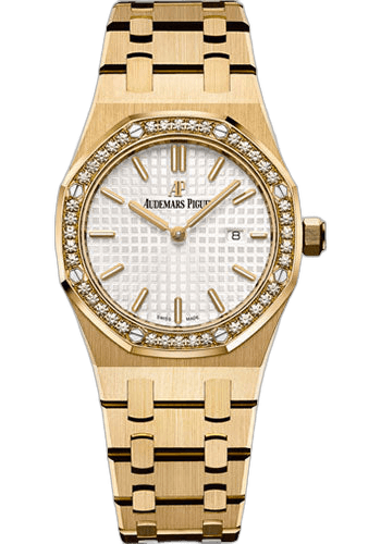 Audemars Piguet Royal Oak Yellow Gold Diamond Bezel — Grande Tapisserie Silver Dial | Ref. 67651BA.ZZ.1261BA.01