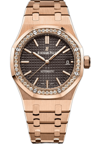 Audemars Piguet Royal Oak Rose Gold — Grande Tapisserie Brown Dial, Diamond Bezel | Ref. 15451OR.ZZ.1256OR.04