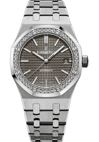 Audemars Piguet Royal Oak 37mm Steel Diamond Bezel — Grey Ruthenium Grande Tapisserie | Ref. 15451ST.ZZ.1256ST.02