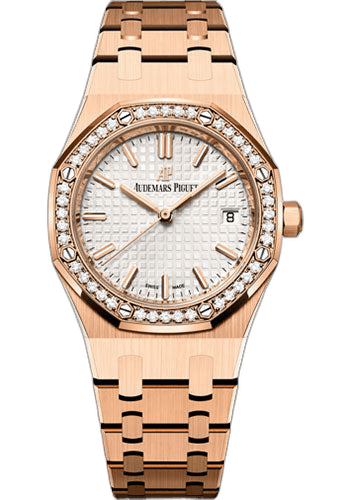 Audemars Piguet Royal Oak Rose Gold — Silver Grande Tapisserie Diamond Bezel | Ref. 77351OR.ZZ.1261OR.01