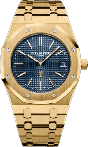 Audemars Piguet Royal Oak Jumbo Extra-Thin Yellow Gold — Blue Petite Tapisserie Dial | Ref. 15202BA.OO.1240BA.01