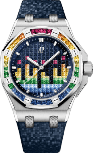 Audemars Piguet Royal Oak Offshore Music Edition 37mm White Gold — Gem-Set Bezel Blue Dial | Ref. 77601BC.YY.D343CA.01