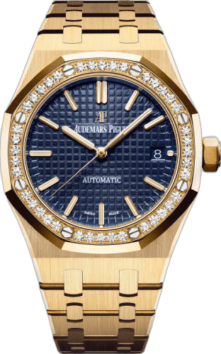 Audemars Piguet Royal Oak Selfwinding Yellow Gold — Diamond-Set Blue Grande Tapisserie | Ref. 15451BA.ZZ.1256BA.01