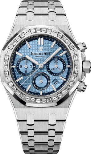 Audemars Piguet Royal Oak Selfwinding Chronograph White Gold — Blue Grande Tapisserie Diamond Bezel | Ref. 26318BC.ZZ.1256BC.01
