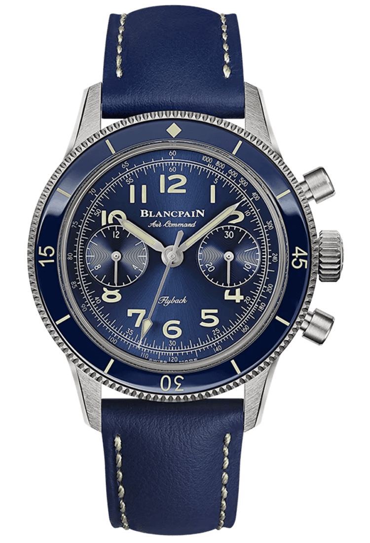 Blancpain Air Command Titanium Blue Calfskin Unisex Watch - AC03 12B40 63B 36.2mm Watch