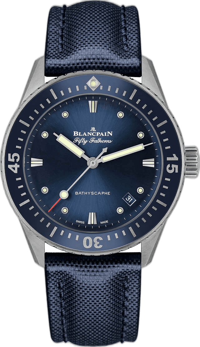 Blancpain Steel Fifty Fathoms Bathyscaphe 38mm Blue Sail-Canvas Men's Watch - 5100 1140 O52A Watch Ref. 5100 1140 O52A