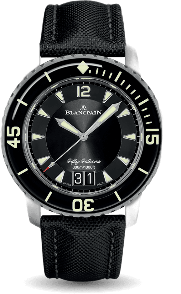 Fifty Fathoms Grande Date Black Sail-Canvas Men's Watch - 5050 12B30 B52A · Blancpain — 5050 12B30 B52A