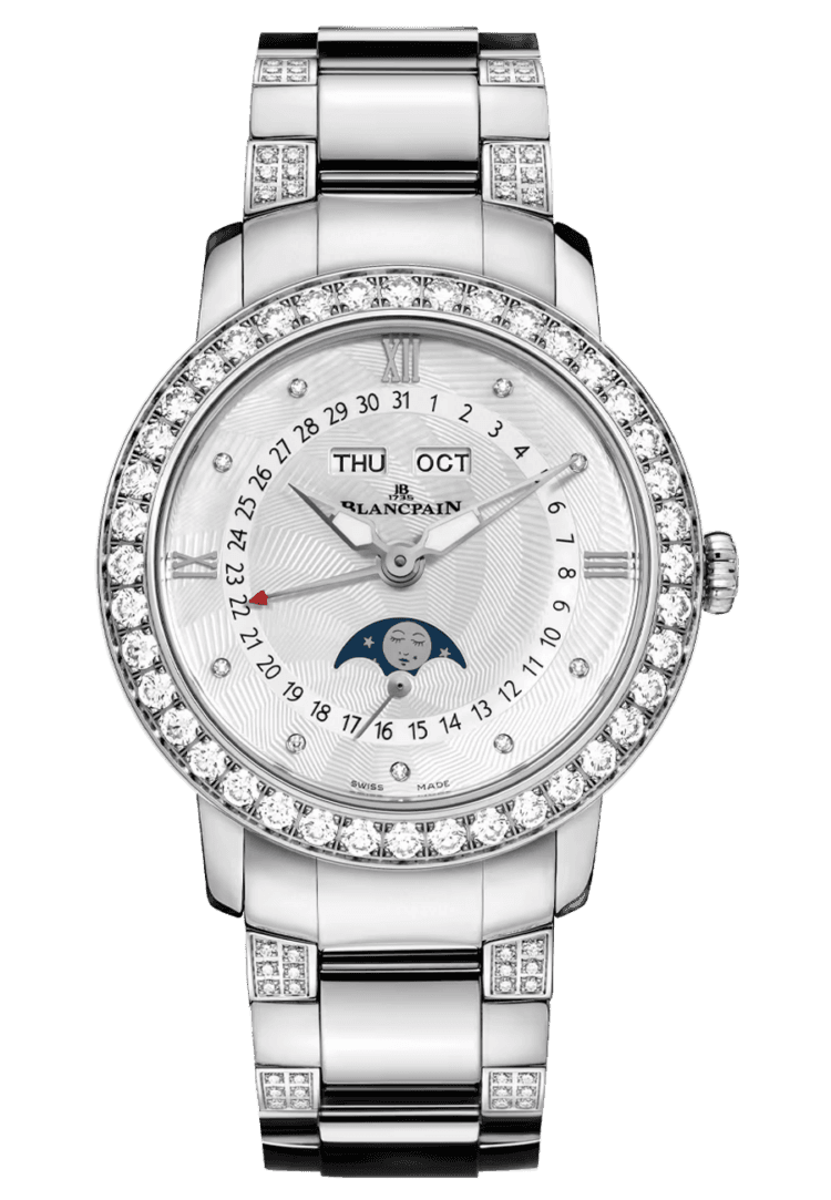 Blancpain Ladybird Quantieme Complet Steel Diamonds Ladies Watch - 3663 4654L 87B