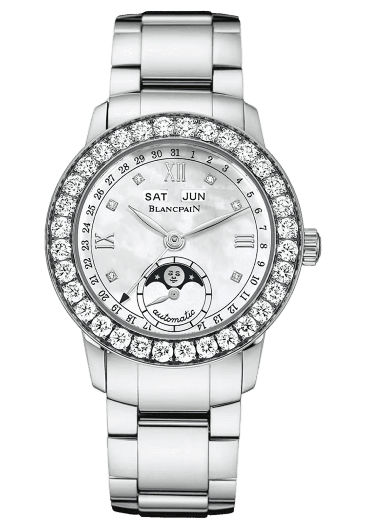 Ladybird Quantieme Complet Mother of Pearl White Gold Diamond Ladies Watch - 2360 1991A 75A Mother-of-Pearl Dial · Blancpain 2360 1991A 75A