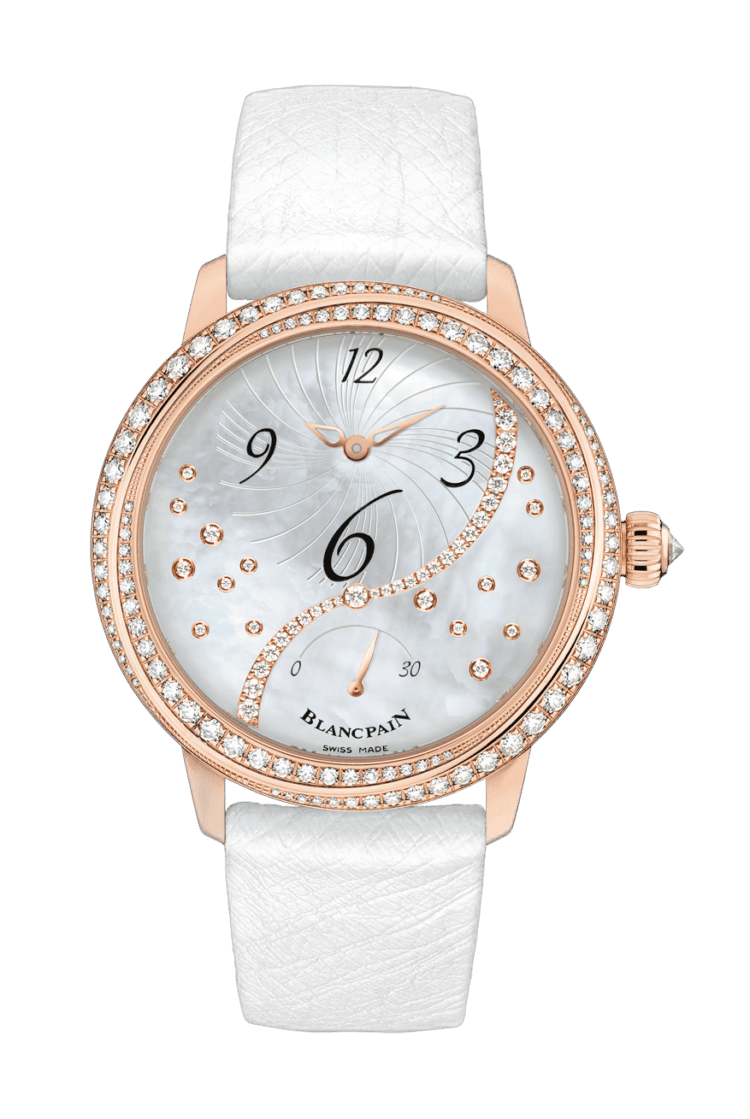 Blancpain Ladybird Heure Decentree Red Gold White Ostrich Ladies Watch - 3650A 3754 58B Rose Gold (3650A 3754 58B