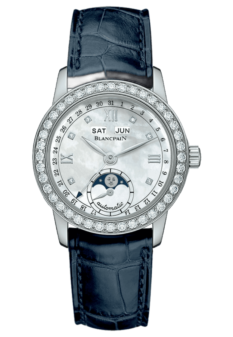Blancpain Ladybird — Diamond Complete Calendar & Moon Phase, Blue Alligator | Ref. 2360 4691A 55A