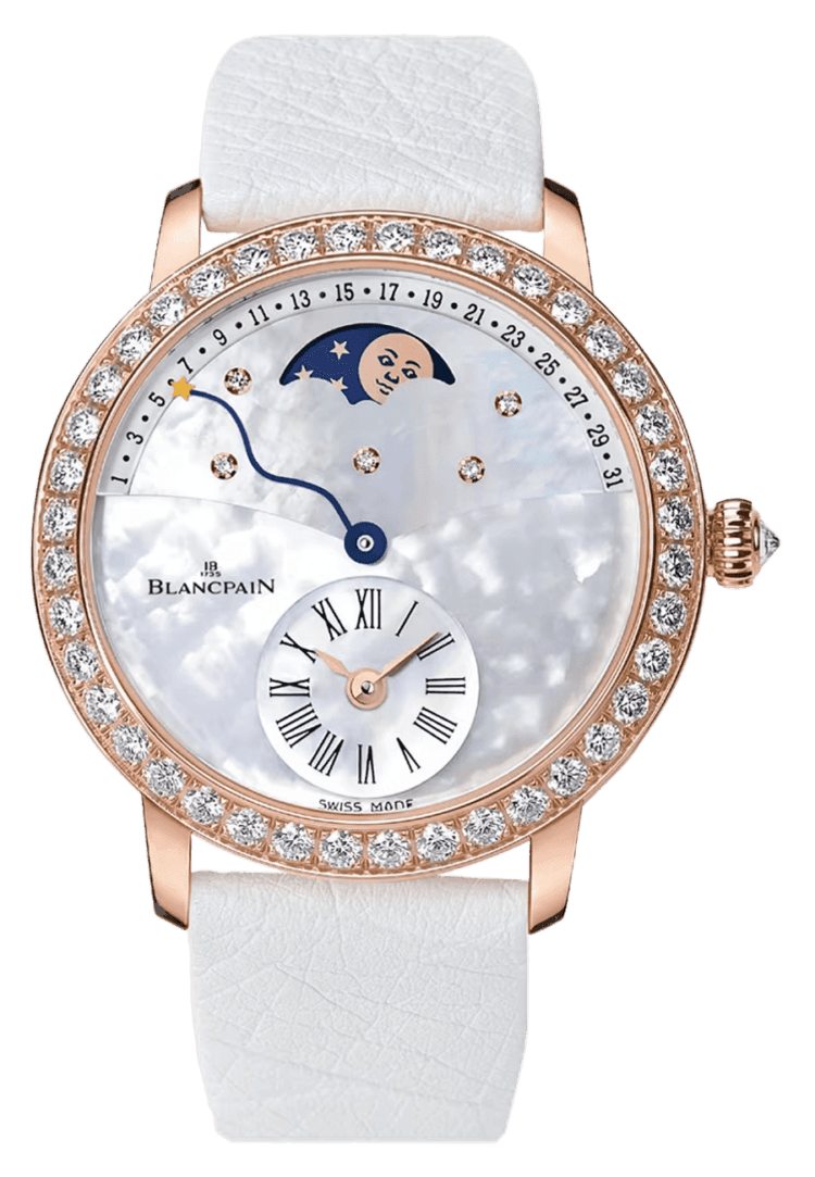 Blancpain Rose Gold Ladybird Quantieme Retrograde Diamond Red Gold Ostrich Ladies Watch - 3653 2954 58B — Ref. 3653 2954 58B