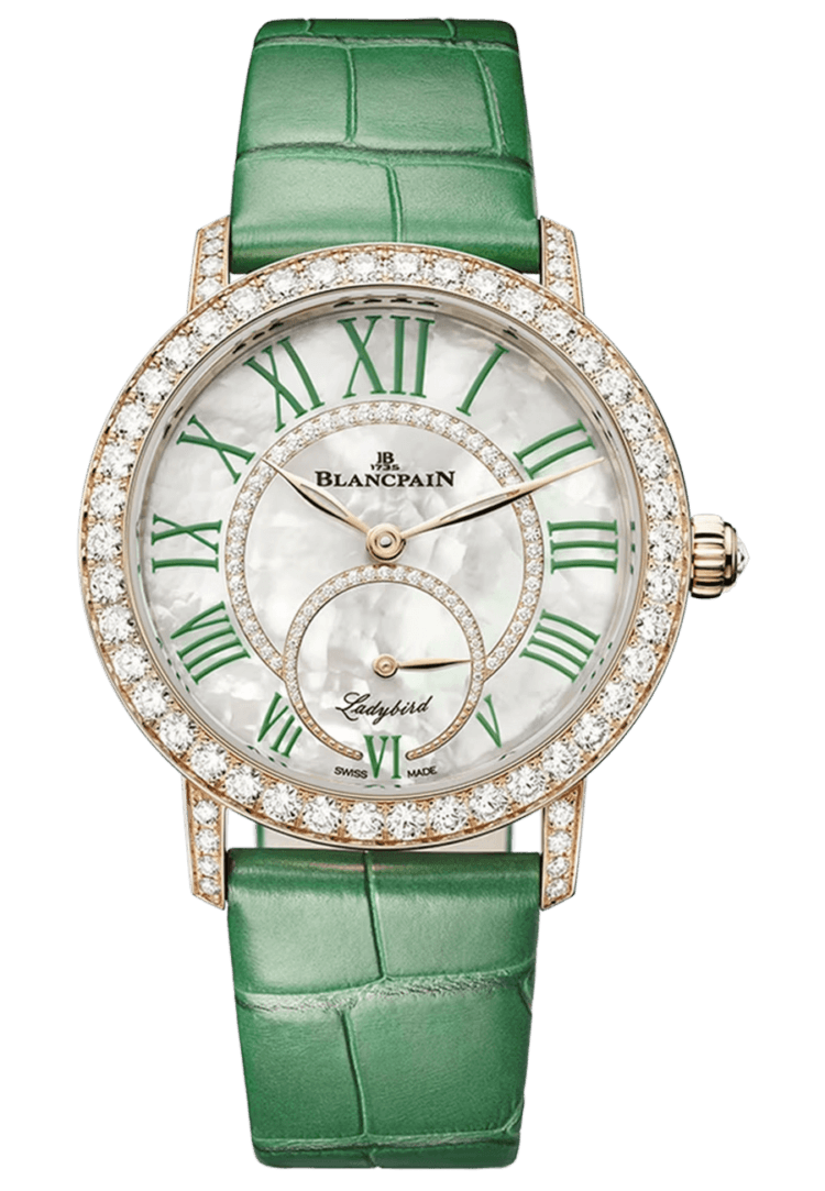 Blancpain Ladybird Colors Red Gold Diamond Green Alligator Ladies Watch - 3661A 2954 55B Rose Gold Watch Ref. 3661A 2954 55B