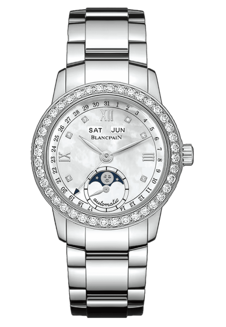 Blancpain Ladybird Quantieme Complet Mother of Pearl Diamond Steel Ladies Watch - 2360 4691A 71A Mother-of-Pearl Dial Ref. 2360 4691A 71A