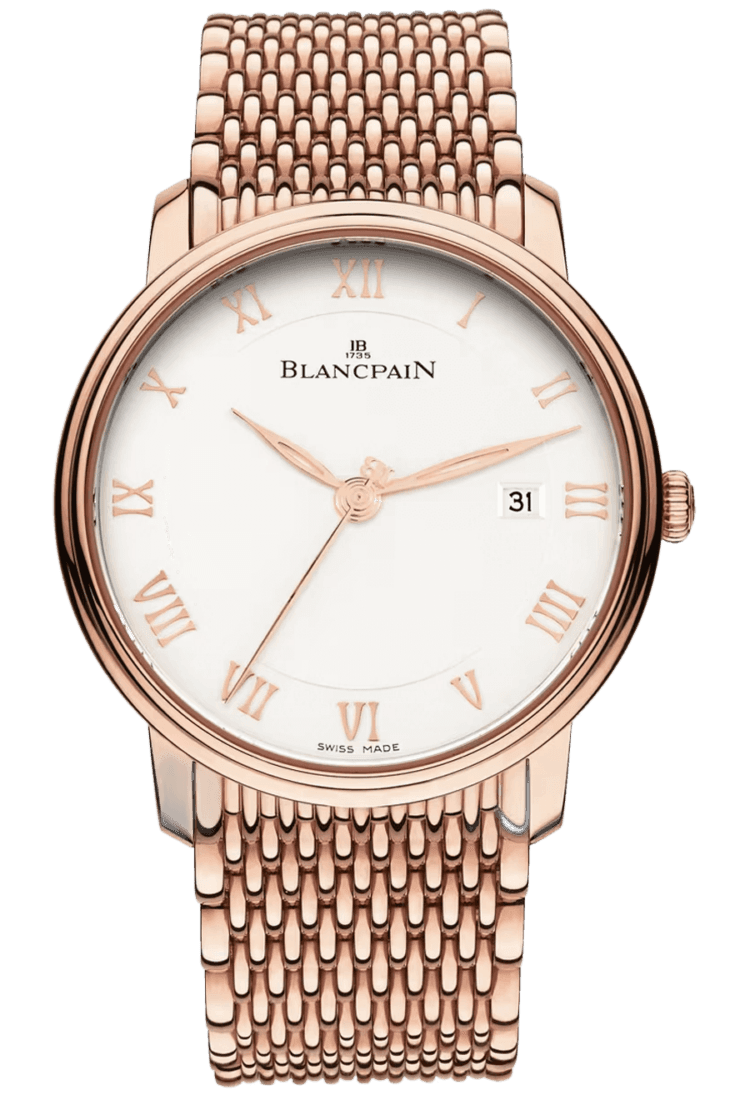Blancpain Villeret Ultraplate Date 40mm Opaline Red Gold Men's Watch - 6651 3642 MMB Rose Gold