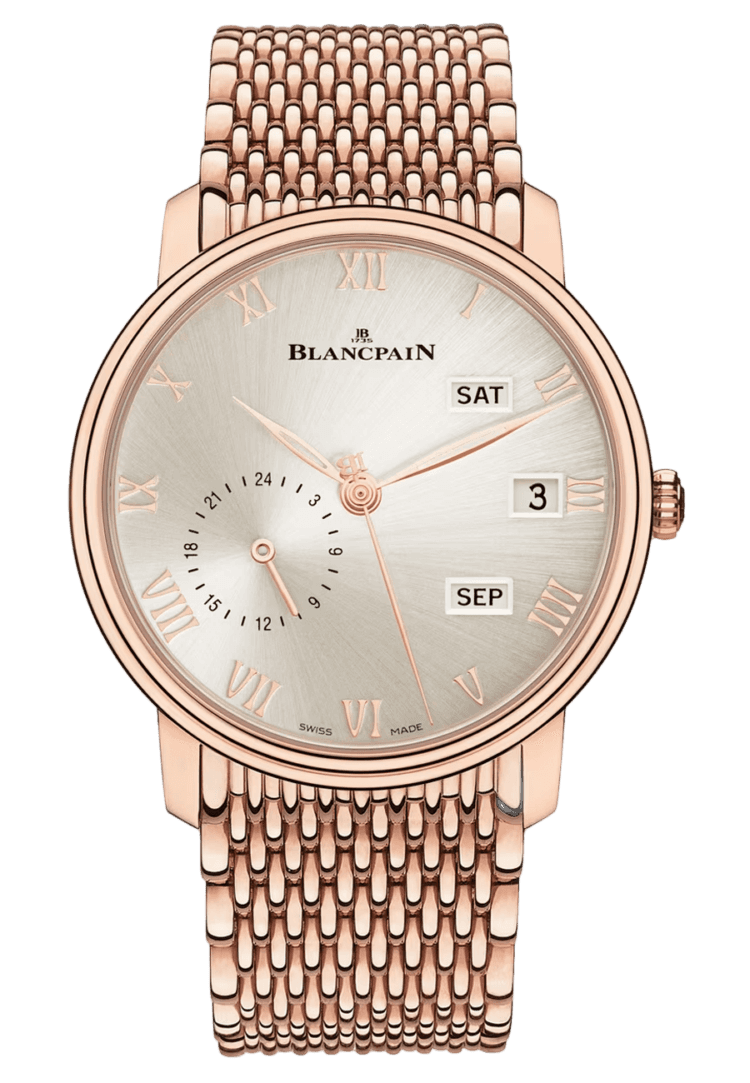 Blancpain Villeret Quantieme Annuel GMT Mille Mailles Red Gold Men's Watch - 6670A 3642 MMB Rose Gold