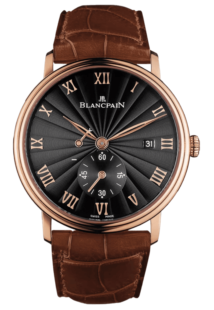 Villeret Ultraplate Power Reserve Red Gold Black Dial Alligator Men's Watch - 6606 3630 55B Rose Gold — Blancpain Ref. 6606 3630 55B