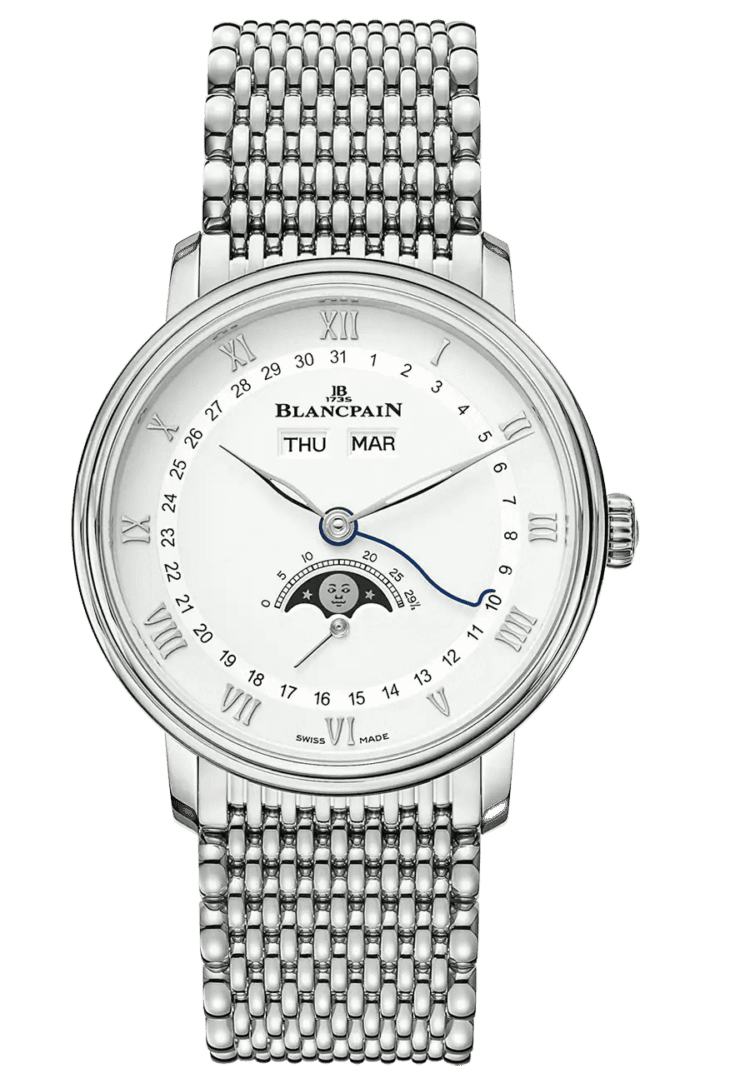 Villeret Quantieme Complet White Mille Mailles Steel Men's Watch - 6264 1127 MMB by Blancpain — 6264 1127 MMB