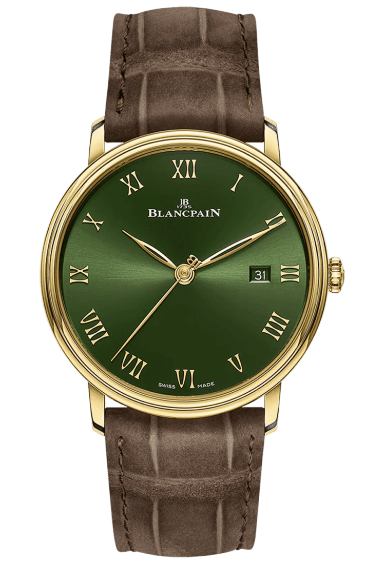 Villeret Extraplate 40mm Green Dial Yellow Gold Alligator Men's Watch - 6651 1453 55A Blancpain Ref. 6651 1453 55A