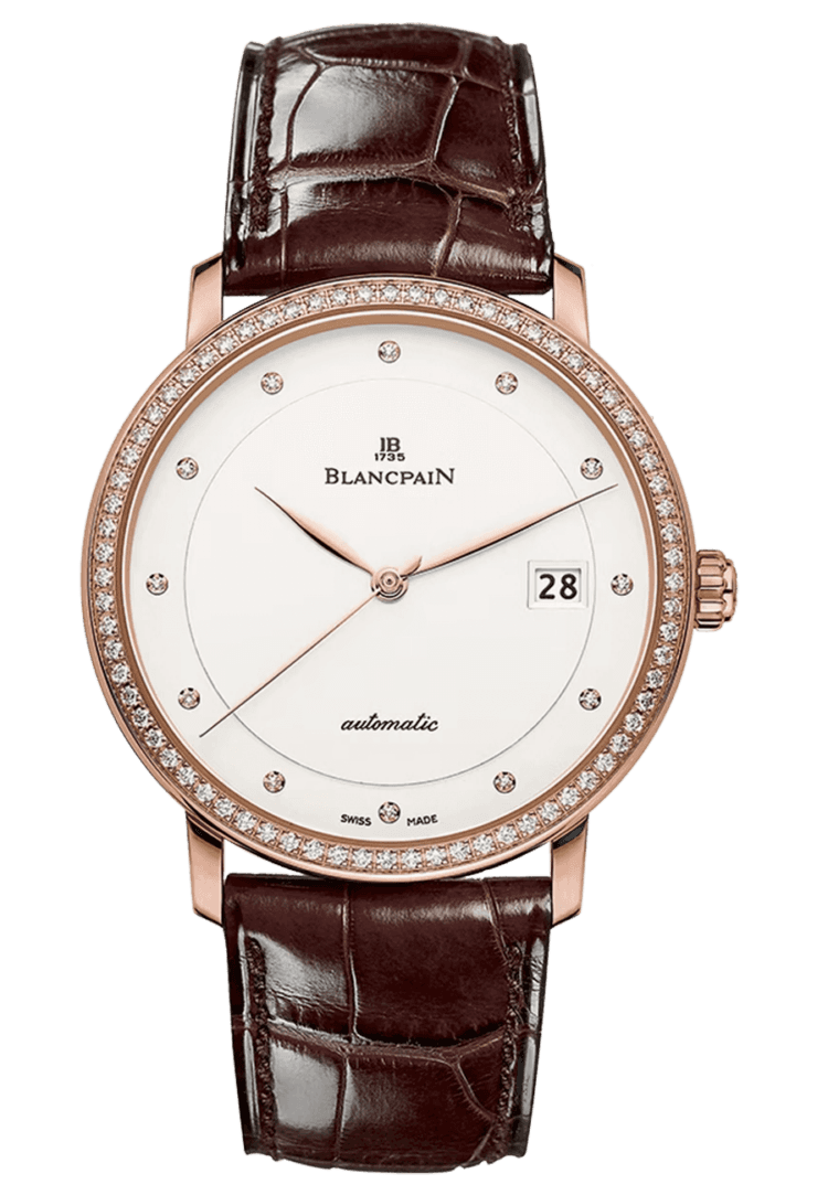 Villeret Ultraplate Date Ultra-Slim Red Gold Diamond Alligator Men's Watch - 6223 2987 55B Rose Gold — Blancpain Ref. 6223 2987 55B