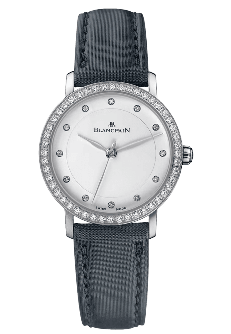 Blancpain Villeret Ultraplate Steel Diamond Interchangeable Fabric Ladies Watch - 6102 4628 95A Timepiece [6102 4628 95A