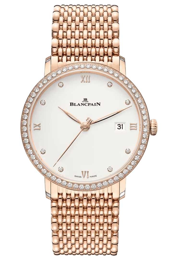 Blancpain Villeret Ultraplate Date Red Gold Diamond Ultra-Slim Men's Watch - 6224 2987 MMB Rose Gold Timepiece [6224 2987 MMB