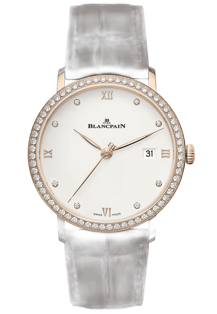 Villeret Ultraplate Date Red Gold Diamond Ultra-Slim Alligator Men's Watch - 6224 2987 55B · Blancpain Rose Gold — 6224 2987 55B