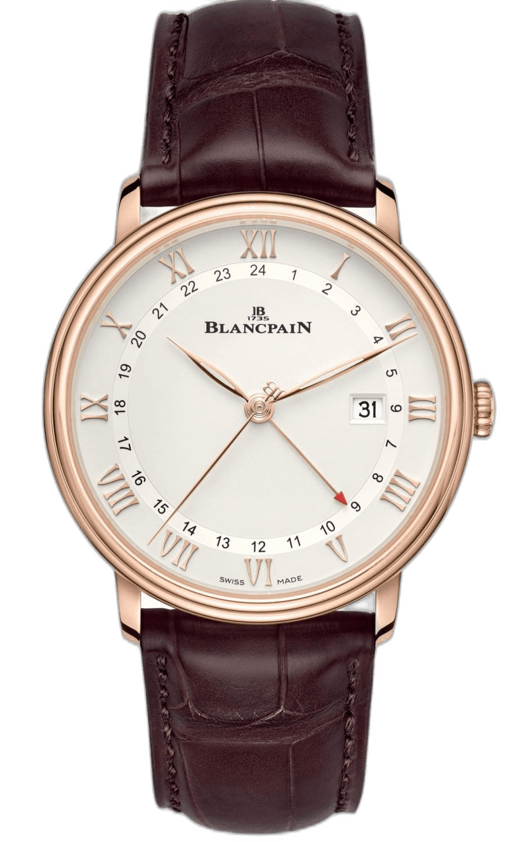 Villeret GMT Date Red Gold Brown Alligator Men's Watch - 6662 3642 55B · Blancpain Rose Gold — 6662 3642 55B