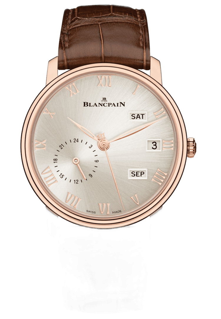 Blancpain Villeret Quantieme Annuel GMT Red Gold Alligator Men's Watch - 6670A 3642 55B Rose Gold (6670A 3642 55B