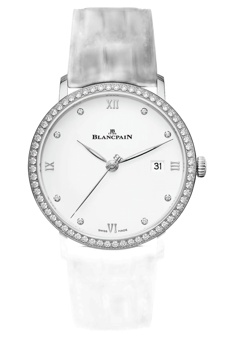 Villeret Ultraplate Date Steel Diamond Ultra-Slim Alligator Men's Watch - 6224 4628 55B Blancpain Ref. 6224 4628 55B