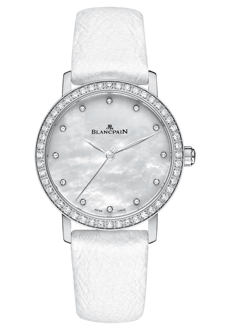 Villeret Ultraplate Steel Diamond Mother of Pearl Leather Ladies Watch - 6102 4654 95A Mother-of-Pearl Dial · Blancpain 6102 4654 95A