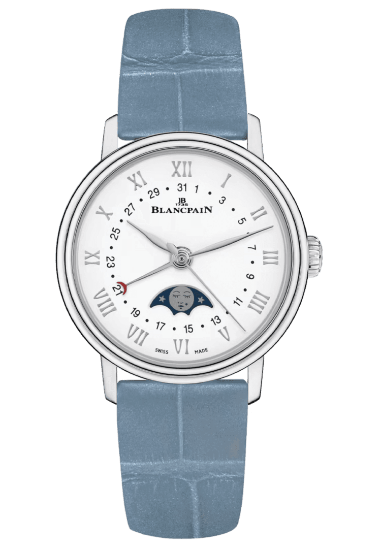 Blancpain Villeret Quantieme Phases de Lune Steel Leather Ladies Watch - 6106 1127 95A — Ref. 6106 1127 95A