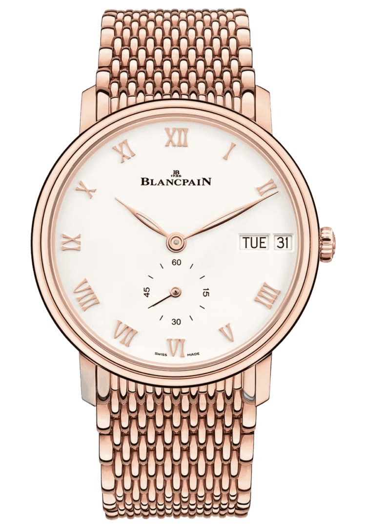 Blancpain Villeret Rose Gold — Jour-Date Mille Mailles Bracelet | Ref. 6652 3642 MMB