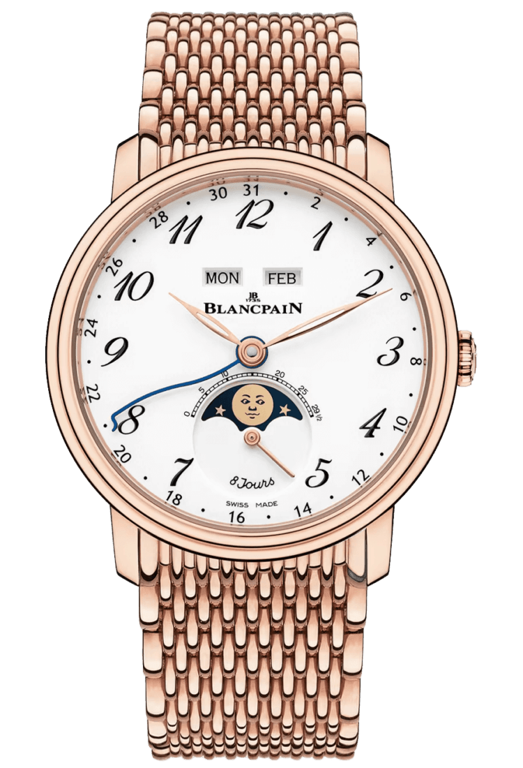 Blancpain Villeret Quantieme Complet 8 Jours Red Gold Men's Watch - 6639A 3631 MMB Rose Gold