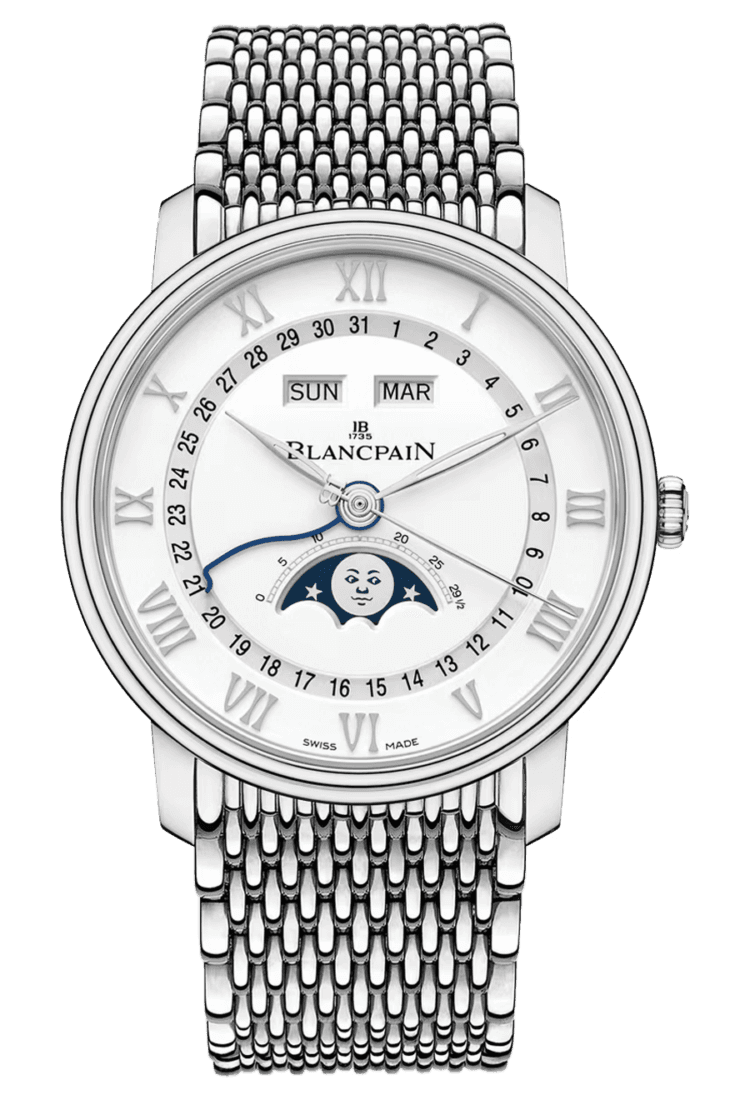 Villeret Quantieme Complet Mille Mailles Steel Men's Watch - 6654A 1127 MMB · Blancpain 6654A 1127 MMB